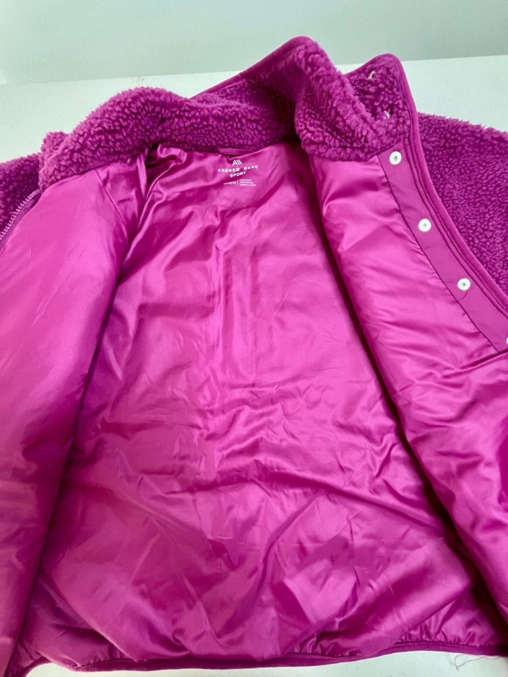 Andrew Marc Plush Sherpa Jacket in Vibrant Purple - Picture 7 of 12